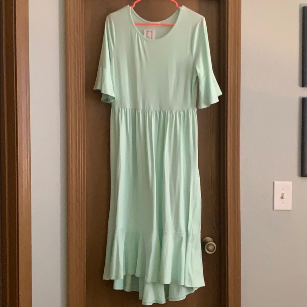 Large Mint Green Ruffle Dress